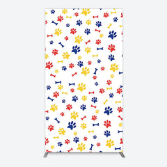 Aperturee - Aperturee Colorful Pet Paw Print Happy Birthday Rectangle Backdrop