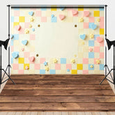 Aperturee - Aperturee Colorful Plaid Heart Wall Wedding Combo Set Backdrop