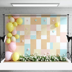 Aperturee - Aperturee Colorful Plaid Wall Floral Wedding Room Set Backdrop