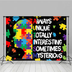 Aperturee - Aperturee Colorful Puzzle Kid Brain Autism Awareness Backdrop