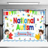 Aperturee - Aperturee Colorful Puzzle National Autism Awareness Backdrop