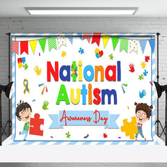 Aperturee - Aperturee Colorful Puzzle National Autism Awareness Backdrop