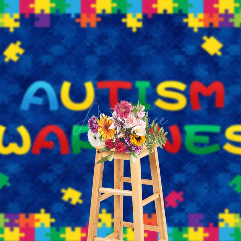 Aperturee - Aperturee Colorful Puzzle Spreading Autism Awareness Backdrop
