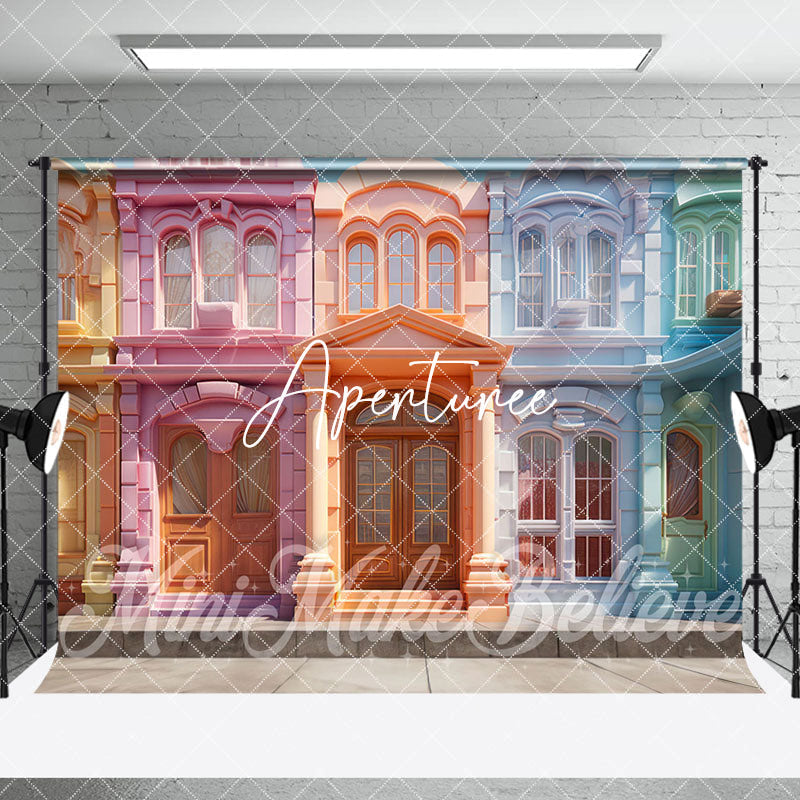 Aperturee - Aperturee Colorful Rainbow Architecture Room Set Backdrop