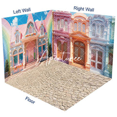 Aperturee - Aperturee Colorful Rainbow Architecture Room Set Backdrop