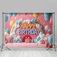 Aperturee - Aperturee Colorful Rainbow Balloons Cloud Cake Smash Backdrop