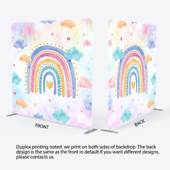 Aperturee - Aperturee Colorful Rainbow Clouds Birthday Pillow Case Backdrop