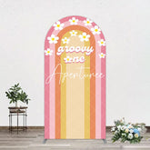 Aperturee - Aperturee Colorful Rainbow Floral Groovy One Arch Backdrop