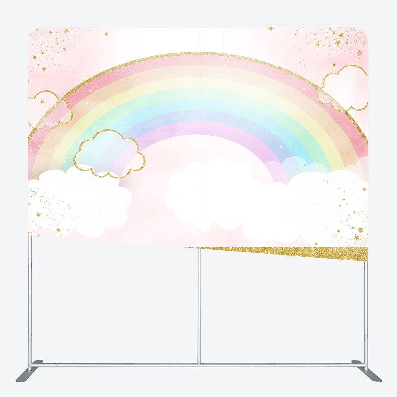Aperturee - Aperturee Colorful Rainbow Gold Glitter Pillow Case Backdrop