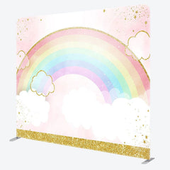 Aperturee - Aperturee Colorful Rainbow Gold Glitter Pillow Case Backdrop