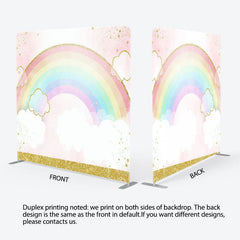 Aperturee - Aperturee Colorful Rainbow Gold Glitter Pillow Case Backdrop