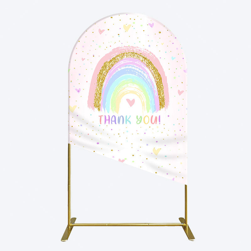 Aperturee - Aperturee Colorful Rainbow Love Rain Birthday Arch Backdrop