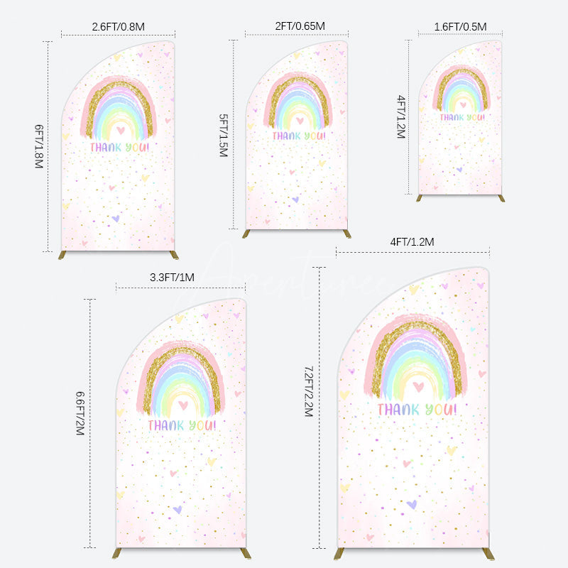 Aperturee - Aperturee Colorful Rainbow Love Rain Birthday Half Moon Arch Backdrop