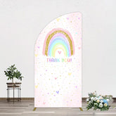 Aperturee - Aperturee Colorful Rainbow Love Rain Birthday Half Moon Arch Backdrop