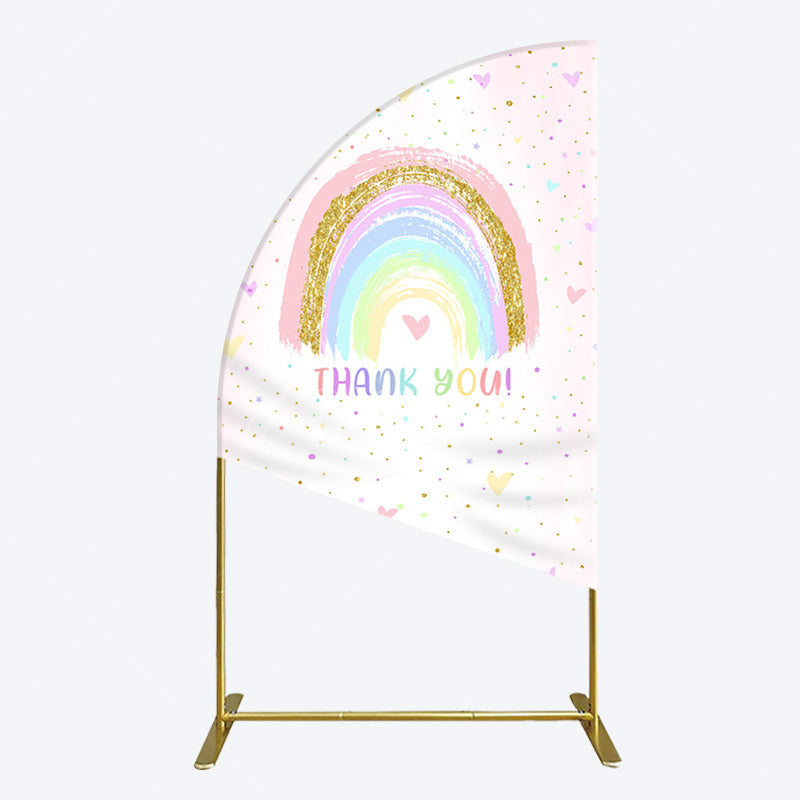 Aperturee - Aperturee Colorful Rainbow Love Rain Birthday Half Moon Arch Backdrop