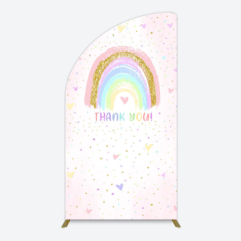 Aperturee - Aperturee Colorful Rainbow Love Rain Birthday Half Moon Arch Backdrop