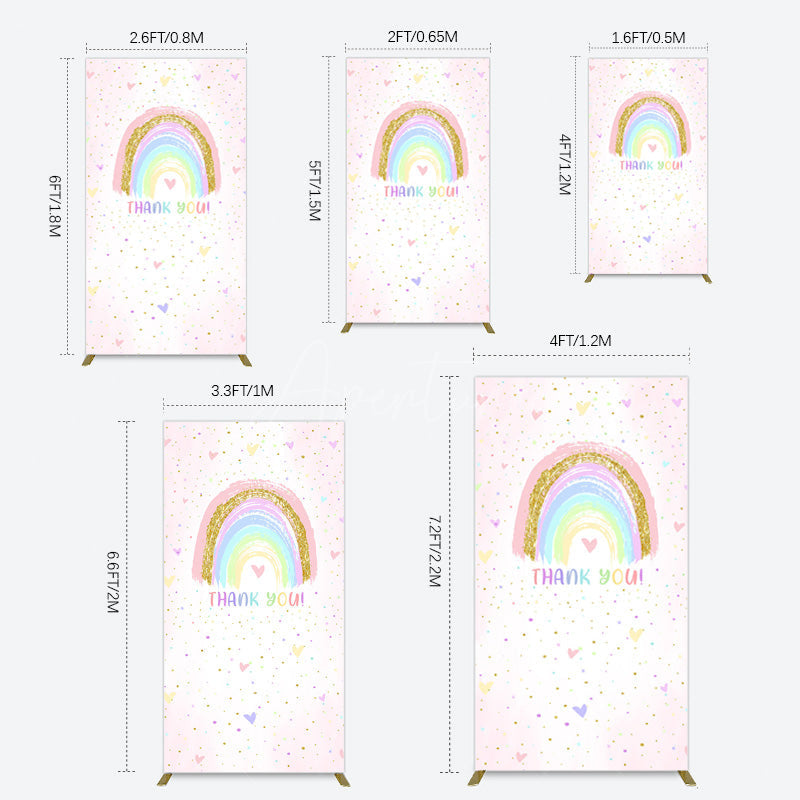Aperturee - Aperturee Colorful Rainbow Love Rain Birthday Rectangle Backdrop