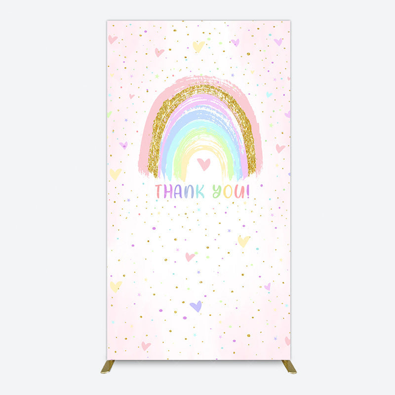 Aperturee - Aperturee Colorful Rainbow Love Rain Birthday Rectangle Backdrop