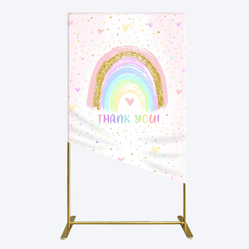 Aperturee - Aperturee Colorful Rainbow Love Rain Birthday Rectangle Backdrop