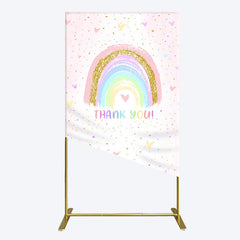 Aperturee - Aperturee Colorful Rainbow Love Rain Birthday Rectangle Backdrop