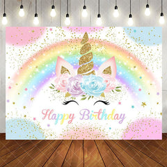 Aperturee - Aperturee Colorful Rainbow Unicorn Glitter Birthday Backdrop