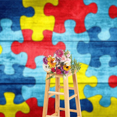 Aperturee - Aperturee Colorful Retro Puzzles Autism Awareness Backdrop
