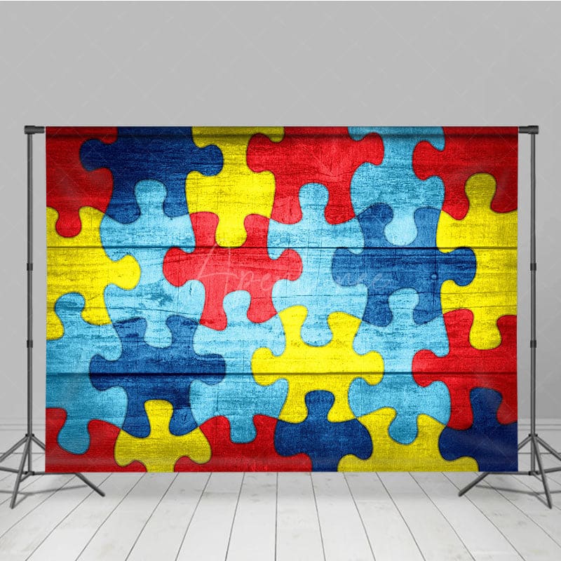 Aperturee - Aperturee Colorful Retro Puzzles Autism Awareness Backdrop