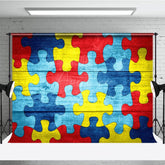 Aperturee - Aperturee Colorful Retro Puzzles Autism Awareness Backdrop