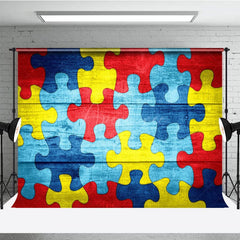 Aperturee - Aperturee Colorful Retro Puzzles Autism Awareness Backdrop