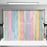 Aperturee - Aperturee Colorful Retro Wood Grain Easter Photo Backdrop