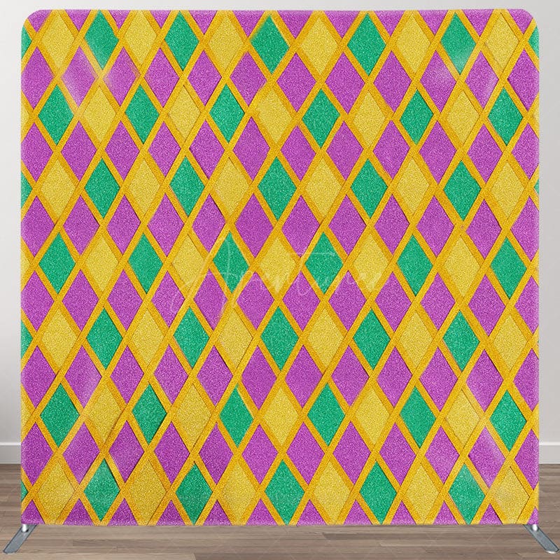 Aperturee - Aperturee Colorful Rhombus Mardi Gras Party Pillow Case Backdrop