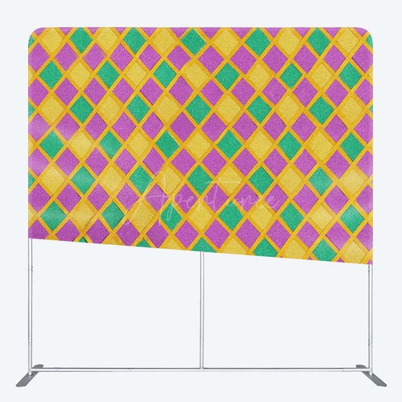 Aperturee - Aperturee Colorful Rhombus Mardi Gras Party Pillow Case Backdrop