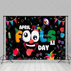 Aperturee - Aperturee Colorful Ribbons Black April Fools Day Backdrop