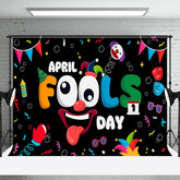 Aperturee - Aperturee Colorful Ribbons Black April Fools Day Backdrop