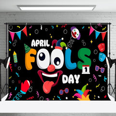 Aperturee - Aperturee Colorful Ribbons Black April Fools Day Backdrop