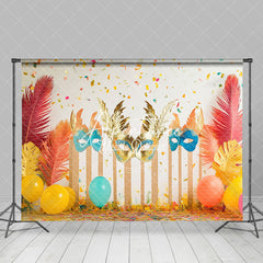 Aperturee - Aperturee Colorful Ribbons Tribal Masquerade Balloon Backdrop