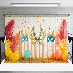 Aperturee - Aperturee Colorful Ribbons Tribal Masquerade Balloon Backdrop