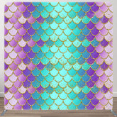 Aperturee - Aperturee Colorful Scales Mermaid Party Pillow Cover Backdrop