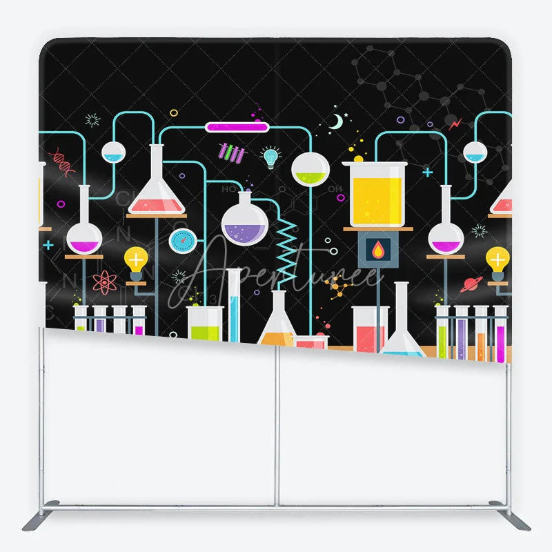Aperturee - Aperturee Colorful Science Lab Chemistry Experiment Square Double-Sided Backdrop Fun Party and Photo Booth Decor