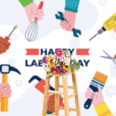 Aperturee - Aperturee Colorful Sleeve Tools Happy Labour Day Backdrop