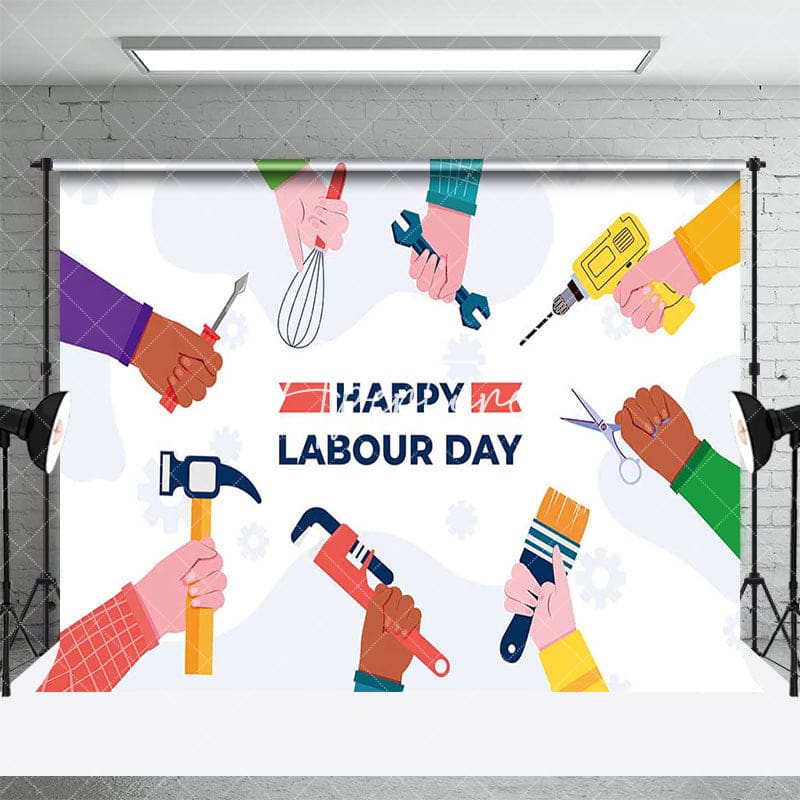Aperturee - Aperturee Colorful Sleeve Tools Happy Labour Day Backdrop