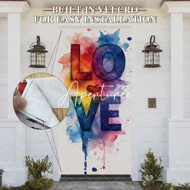 Aperturee - Aperturee Colorful Smudged Paint Heart Love Party Door Cover