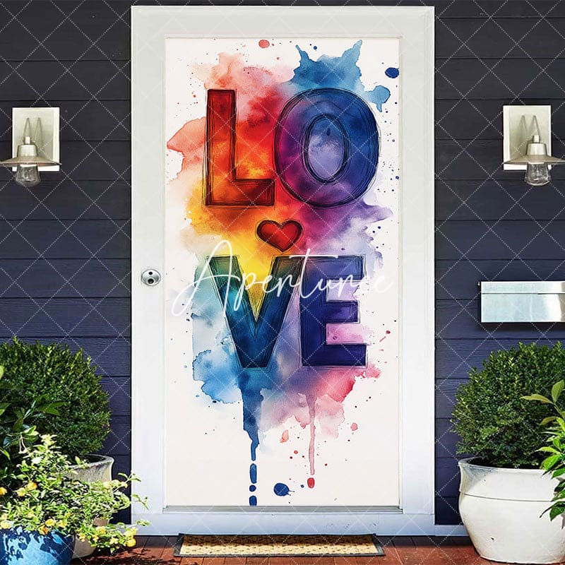 Aperturee - Aperturee Colorful Smudged Paint Heart Love Party Door Cover