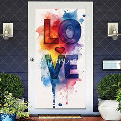 Aperturee - Aperturee Colorful Smudged Paint Heart Love Party Door Cover