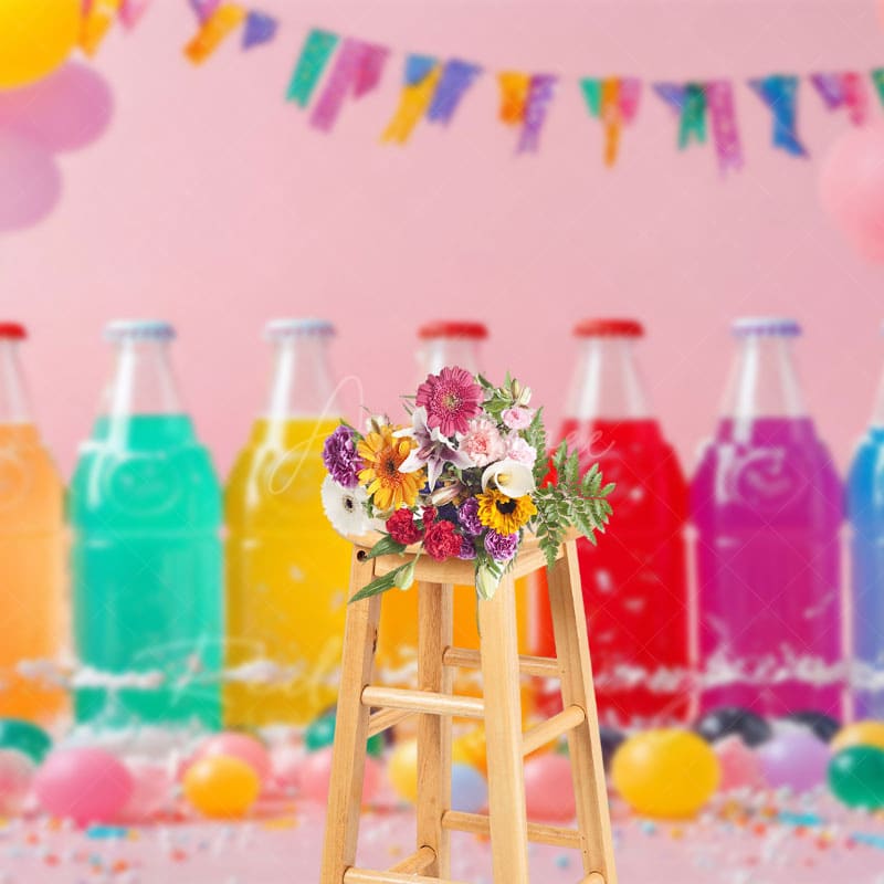 Aperturee - Aperturee Colorful Soda Drink Balloons Cake Smash Backdrop