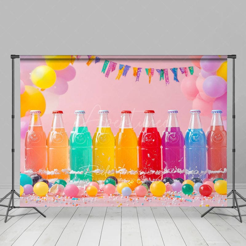 Aperturee - Aperturee Colorful Soda Drink Balloons Cake Smash Backdrop