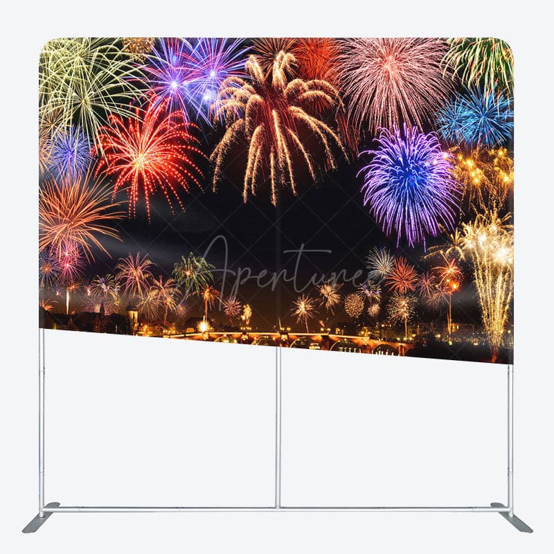 Aperturee - Aperturee Colorful Sparkle Night Scene Square Tension Backdrop