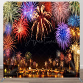 Aperturee - Aperturee Colorful Sparkle Night Scene Square Tension Backdrop