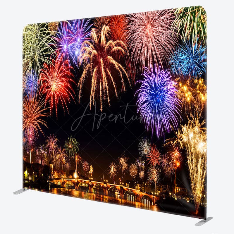 Aperturee - Aperturee Colorful Sparkle Night Scene Square Tension Backdrop