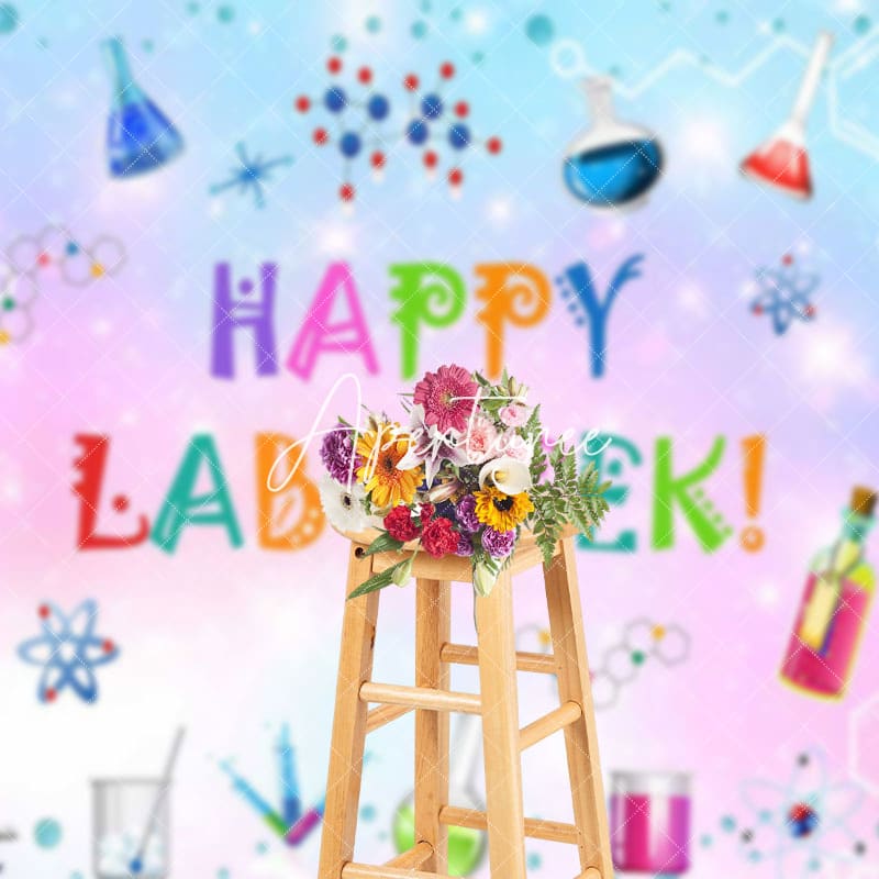 Aperturee - Aperturee Colorful Sparkle Reagents Happy Lab Week Backdrop